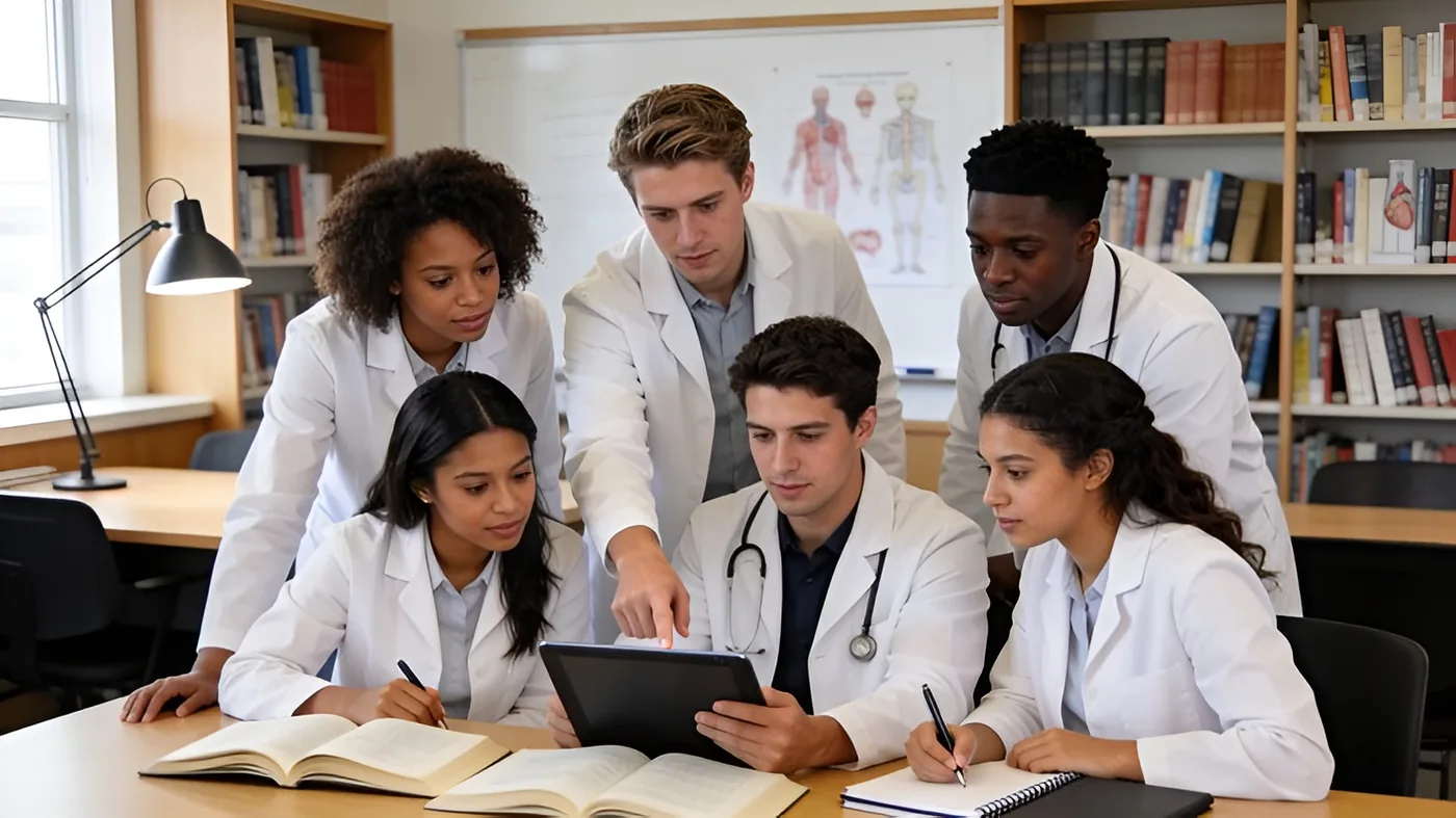 Medical and dental students in a lecture setting