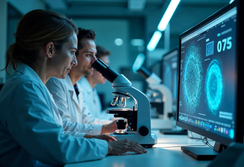 Research team studying anatomy